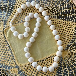 Vintage 1930’s 30 Inch Large French-Ivory Celluloid Beaded Necklace